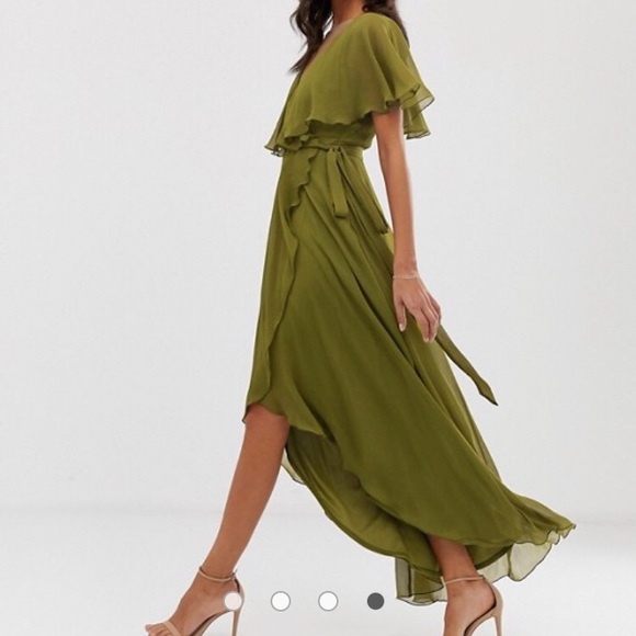 asos design maxi dress with cape back and dipped hem